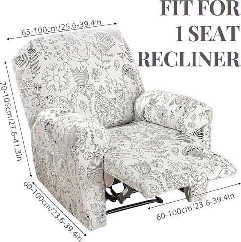 غطاء كرسي قابل للتمدد أغطية كرسي مطبوعة 4 قطع في مجموعة واحدة أغطية كرسي مع جيوب 1 مقعد مطبوع مجموعة Fallon غطاء منزلق واقي أثاث كرسي، قاعدة مرنة (زهرة برية، مجموعة واحدة) in Kuwait