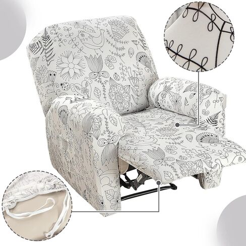 غطاء كرسي قابل للتمدد أغطية كرسي مطبوعة 4 قطع في مجموعة واحدة أغطية كرسي مع جيوب 1 مقعد مطبوع مجموعة Fallon غطاء منزلق واقي أثاث كرسي، قاعدة مرنة (زهرة برية، مجموعة واحدة) in Kuwait