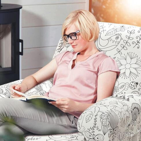 غطاء كرسي قابل للتمدد أغطية كرسي مطبوعة 4 قطع في مجموعة واحدة أغطية كرسي مع جيوب 1 مقعد مطبوع مجموعة Fallon غطاء منزلق واقي أثاث كرسي، قاعدة مرنة (زهرة برية، مجموعة واحدة) in Kuwait