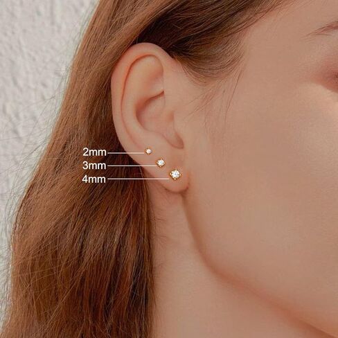 Threadless Flat Back Earrings for Women,Men,3 Pairs Hypoallergenic Push in Flat Back Cubic Zirconia, Titanium Surgical Stainless Steel Stud Earring for Cartilage Tragus Helix Piercing Jewelry in Kuwait