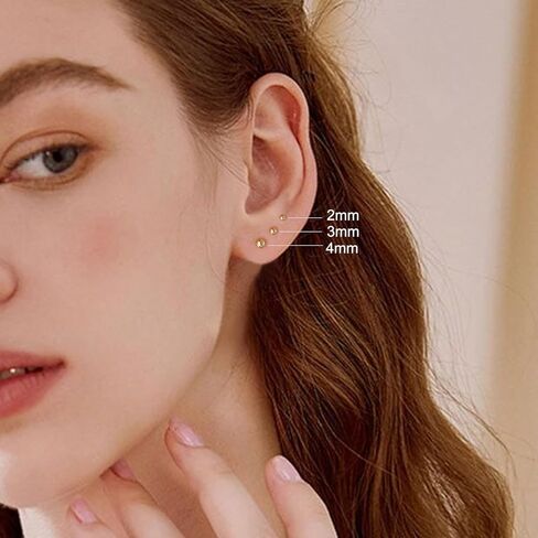 Threadless Flat Back Earrings for Women,Men,3 Pairs Hypoallergenic Push in Flat Back Cubic Zirconia, Titanium Surgical Stainless Steel Stud Earring for Cartilage Tragus Helix Piercing Jewelry in Kuwait