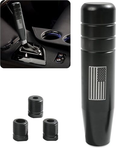 مقابض ناقل الحركة YAKEFLY Gear Stick، مقبض ناقل معدني طويل بتصميم العلم الأمريكي، رافعة تروس مرجحة من سبائك الألومنيوم، مقبض ناقل الحركة المعدني، مقبض ناقل الحركة للسيارة (أسود) in Kuwait