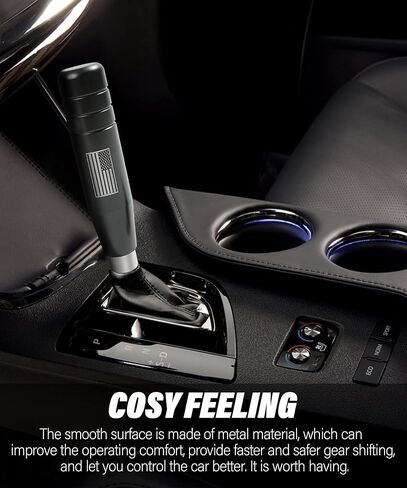 مقابض ناقل الحركة YAKEFLY Gear Stick، مقبض ناقل معدني طويل بتصميم العلم الأمريكي، رافعة تروس مرجحة من سبائك الألومنيوم، مقبض ناقل الحركة المعدني، مقبض ناقل الحركة للسيارة (أسود) in Kuwait