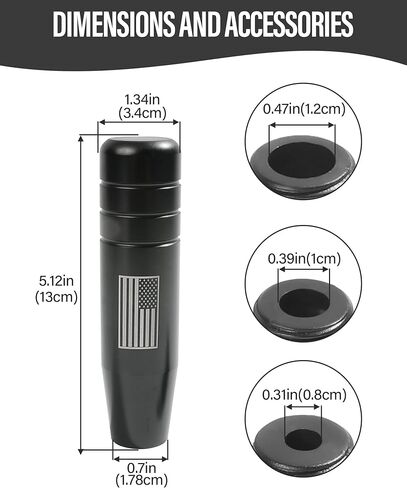 مقابض ناقل الحركة YAKEFLY Gear Stick، مقبض ناقل معدني طويل بتصميم العلم الأمريكي، رافعة تروس مرجحة من سبائك الألومنيوم، مقبض ناقل الحركة المعدني، مقبض ناقل الحركة للسيارة (أسود) in Kuwait