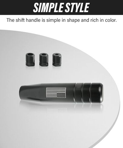 مقابض ناقل الحركة YAKEFLY Gear Stick، مقبض ناقل معدني طويل بتصميم العلم الأمريكي، رافعة تروس مرجحة من سبائك الألومنيوم، مقبض ناقل الحركة المعدني، مقبض ناقل الحركة للسيارة (أسود) in Kuwait