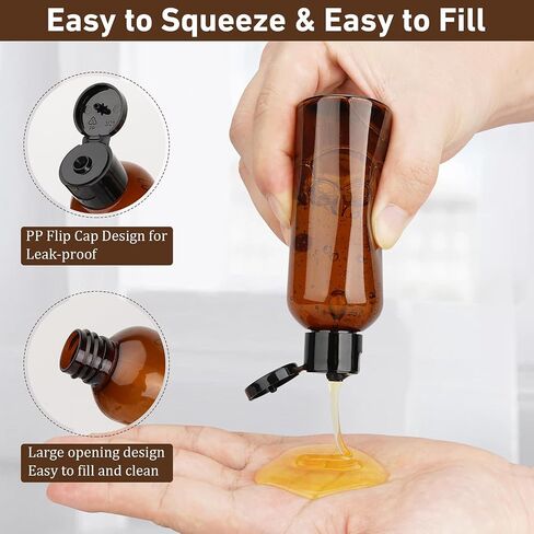 Travel Bottles for Toiletries 6 Pack 3.4oz Travel Size Containers TSA Approved Leak Proof Travel Shampoo and Conditioner Bottles Plastic Squeeze BottlesTravel Essentials Accessories(Brown) in Kuwait