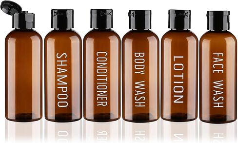 Travel Bottles for Toiletries 6 Pack 3.4oz Travel Size Containers TSA Approved Leak Proof Travel Shampoo and Conditioner Bottles Plastic Squeeze BottlesTravel Essentials Accessories(Brown) in Kuwait