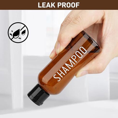 Travel Bottles for Toiletries 6 Pack 3.4oz Travel Size Containers TSA Approved Leak Proof Travel Shampoo and Conditioner Bottles Plastic Squeeze BottlesTravel Essentials Accessories(Brown) in Kuwait