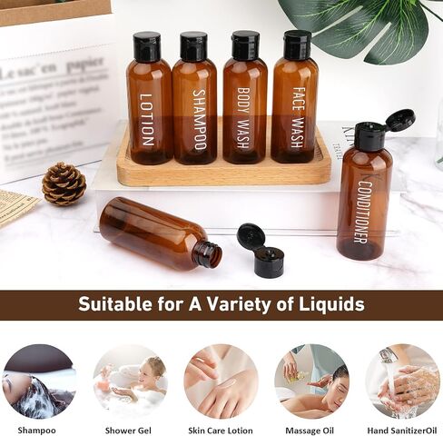 Travel Bottles for Toiletries 6 Pack 3.4oz Travel Size Containers TSA Approved Leak Proof Travel Shampoo and Conditioner Bottles Plastic Squeeze BottlesTravel Essentials Accessories(Brown) in Kuwait
