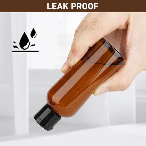 زجاجات السفر لمستلزمات النظافة 6 عبوات بحجم 3.4 أونصة حاويات بحجم السفر معتمدة من إدارة أمن المواصلات الأمريكية وزجاجات شامبو وبلسم للسفر مانعة للتسرب وزجاجات ضغط بلاستيكية وإكسسوارات أساسيات السفر (بني) in Kuwait