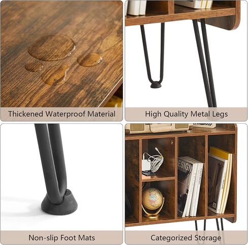 Alessing Large Record Player Stand, Record Player Stand with Vinyl Storage, Mid-Century Record Player Table with 6 Cabinet Holds Up to 200 Albums for Living Room Bedroom Office, Walnut Brown in Saudi Arabia