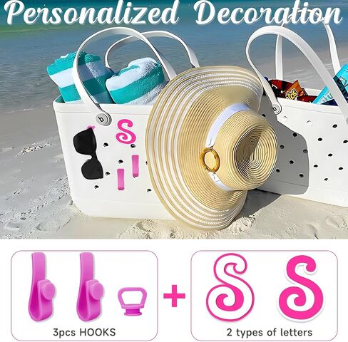 Letter for Bogg Bag Accessories, 2PCS Bogg Bag Charms with 3PCS Key Holder for Beach Accessories in Saudi Arabia