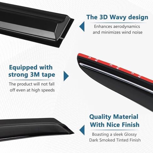 in Channel Rain Guards Fits for Honda Civic 2016-2021 Sedan 4-Door, Durable Window Visors Wind Deflector Vent Shade Shields, 2017 2018 2019 2020 2021-4PCS in Kuwait