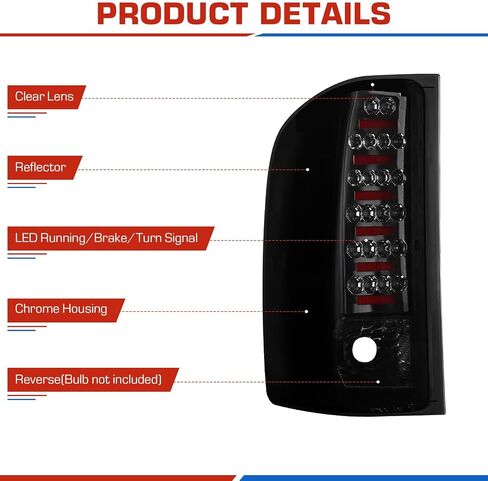 (2 Pack) LED Tail Lights Smoke Lens for 2007-2013 Chevy Silverado 1500 2500HD 3500HD, 2008-2014 GMC Sierra 3500HD Fit Factory Incandescent Models in Saudi Arabia