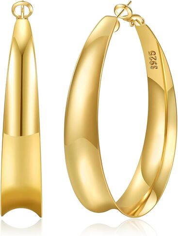 PRETOLE 12MM Wide Hoop Earrings for Women,925 Sterling Silver Hoop Earrings Hypoallergenic Large Hoop Earrings Lightweight Thick Big Hoops Earrings Sterling Silver Earrings for Women 40/50/60MM in Saudi Arabia