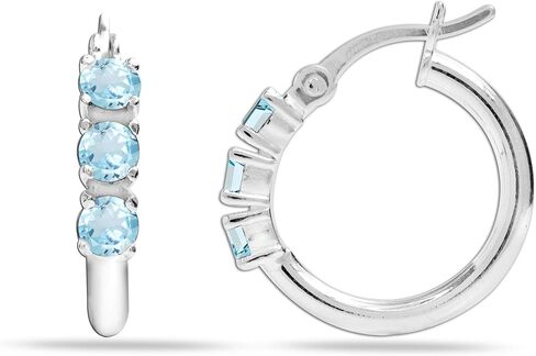 LeCalla 925 Sterling Silver Jewelry Gemstone Birthstone Small Hoop Earrings for Women (3MM Round) in Saudi Arabia