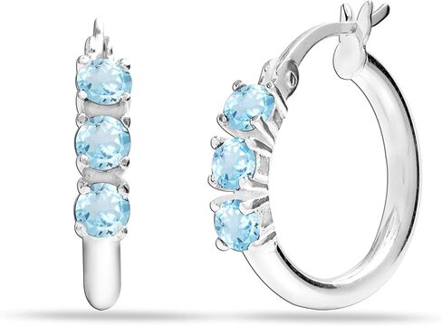 LeCalla 925 Sterling Silver Jewelry Gemstone Birthstone Small Hoop Earrings for Women (3MM Round) in Saudi Arabia