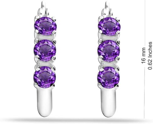 LeCalla 925 Sterling Silver Jewelry Gemstone Birthstone Small Hoop Earrings for Women (3MM Round) in Saudi Arabia