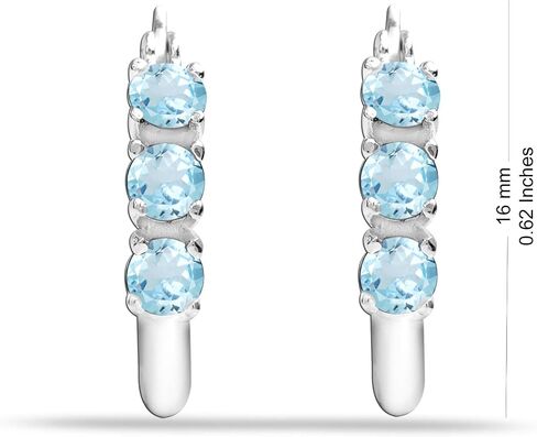 LeCalla 925 Sterling Silver Jewelry Gemstone Birthstone Small Hoop Earrings for Women (3MM Round) in Saudi Arabia