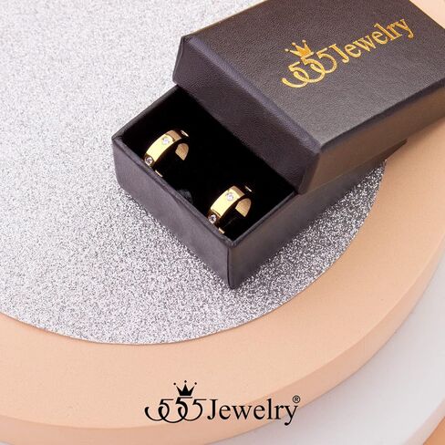 ‎555Jewelry Stainless Steel CZ Huggie Open Hoop Earrings for Women & Ladies in Saudi Arabia