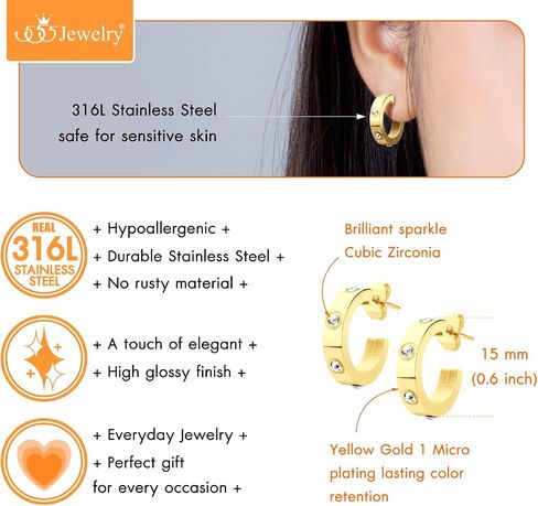‎555Jewelry Stainless Steel CZ Huggie Open Hoop Earrings for Women & Ladies in Saudi Arabia