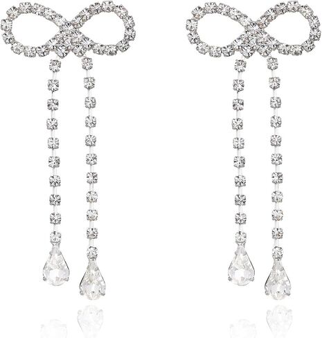Ribbon Bow Dangle Earrings Long Tassel Drop Stud Earrings Ribbon Drop Earrings Jewelry Gifts for Women in Saudi Arabia