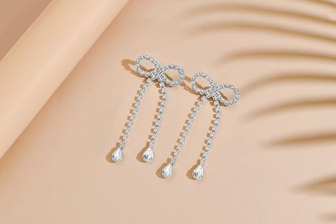 Ribbon Bow Dangle Earrings Long Tassel Drop Stud Earrings Ribbon Drop Earrings Jewelry Gifts for Women in Saudi Arabia