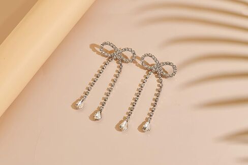 Ribbon Bow Dangle Earrings Long Tassel Drop Stud Earrings Ribbon Drop Earrings Jewelry Gifts for Women in Saudi Arabia