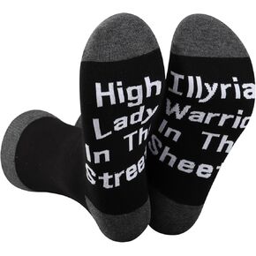 JNIAP ACOTAR Socks High Lady Of The Night Court Merch High Lady In The Streets Illyrian Warrior In The Sheets Socks