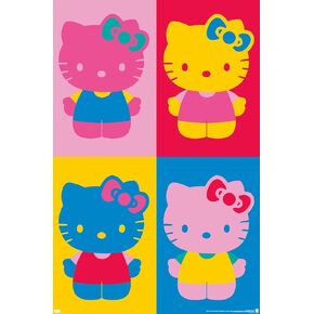 Trends International Hello Kitty: 19 Collage - Quad Wall Poster, 34L x 22.4W, Unframed Version