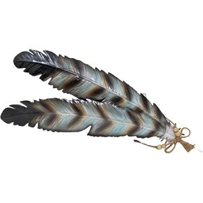 Rustic Metal Feathers Wall Hanging Décor - Southwest Boho Chic, Rustic, Nature-Inspired, and Spiritual Home Decoration - Metal Wall Art for Living Room, Bedroom, Office - 8x20 Inches