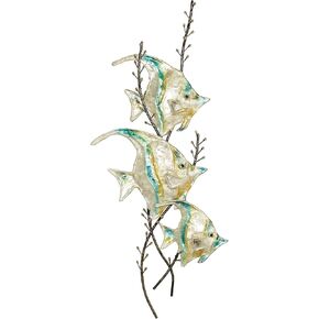 Jewels of The Sea Wall Sculpture Ivory - Handcrafted - Metal Art Decor - Coastal Style - Nautical Ocean Theme - Beach Decorations for Bedroom, Bathroom, Living Room - 31 Inches High