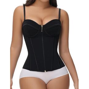 SHAPSHE Corset Tops for Women Waist Trainer Going Out Black Corset Shapewear for Party Club Underbust Body Shaper with Straps