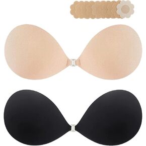 Super Sticky Push Up Adhesive Bra Invisible Strapless Backless Lifting Bra for Women with Nipple Pasties