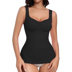EUYZOU Women Tummy Control Shapewear Tank Tops Pleated Bustier Sweetheart Compression Tank Tops Body Shaper Camisole