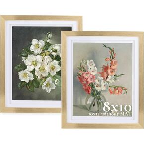 8x10 Picture Frame for Wall: Double Floating Mat - Gold Picture Frames for Tabletop, 8 x 10 Photo Frames Horizontal or Vertical, Pack of 2