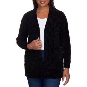 Alfred Dunner Women's Petite Chenille Long Open Cardigan