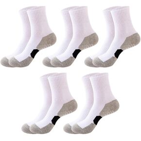 Mens Athletic Crew Socks 5 Pairs Cushion Running Socks Outdoor Hiking Socks Arch Compression Socks 6-12