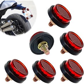 6 Pieces Reflectors Round Mini Decorative - Bolts and Nuts Nuts Mini Decorative M5 Screw Tag Bolt Round Reflective for Motorcycle Bike License Plate (Red)