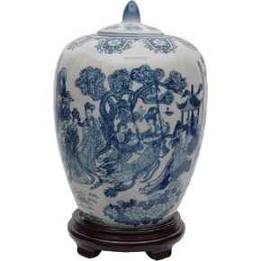 Red Lantern BW-JAR1-BWFL Vase Jar, Floral Blue/White