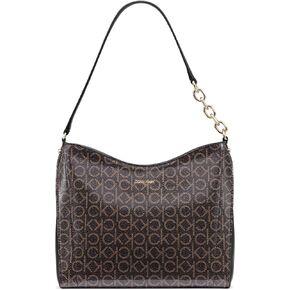 Calvin Klein Nova Chain Hobo Shoulder Bag, Brown/Khaki/Black, One Size