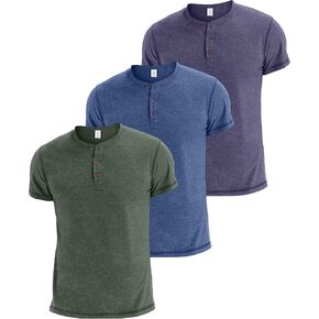 OZL 3 Pack:Mens Fashion Casual Front Placket Basic Short Sleeve Henley T-Shirt Performance Activewear T-Shirts