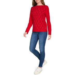 Nautica Women's Boatneck Pullover Intarsia Long Sleeve