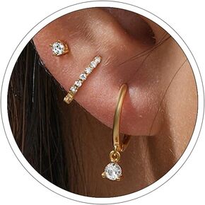 Small Gold Hoop Earrings Sets for Women Trendy Hoop Earring for Multiple Piercing Hypoallergenic Gold Drop Dangle Huggie Earrings Stacks for Women Dainty Gold Jewelry for Women