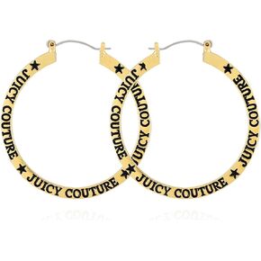 Juicy Couture Goldtone Logo and Star Flat Hoop Earrings