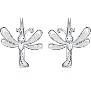 Dreamboat Opal Dragonfly Earrings Sterling Silver Opal Dragonfly Leverback Earrings Dragonfly Earrings Jewelry Gifts for Women