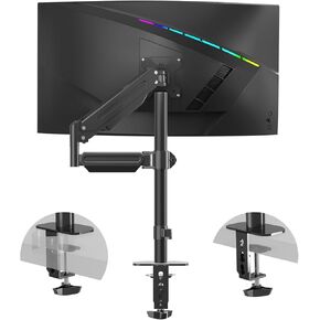 Premium Single Monitor Mount, Single Monitor Arm, Fully Adjustable Gas Spring VESA Monitor Mount, Monitor Stand Desk Mount for Display up to 32 inch LCD Weight Capacity 22lbs, Monitor Arm Mount