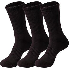 Cotton Crew Socks, White Socks for Women and Men, Sweat-Absorbent, Arch Support, Wear-Resistant, Fits Sizes 6-12, 5 pairs