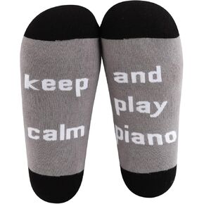 MBMSO 2 Pairs Keep Calm and Play Piano Socks Pianist Gifts Musician Socks Piano Lover Player Gifts Piano Recital Gifts