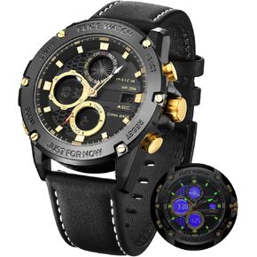 FEICE Men's Watch Wristwatches Chronograph Sport Watch Japanese Quartz Analog-Digital Waterproof Watches Multifunctional Luminescent Industrial Style Punk watch-FK036 Black